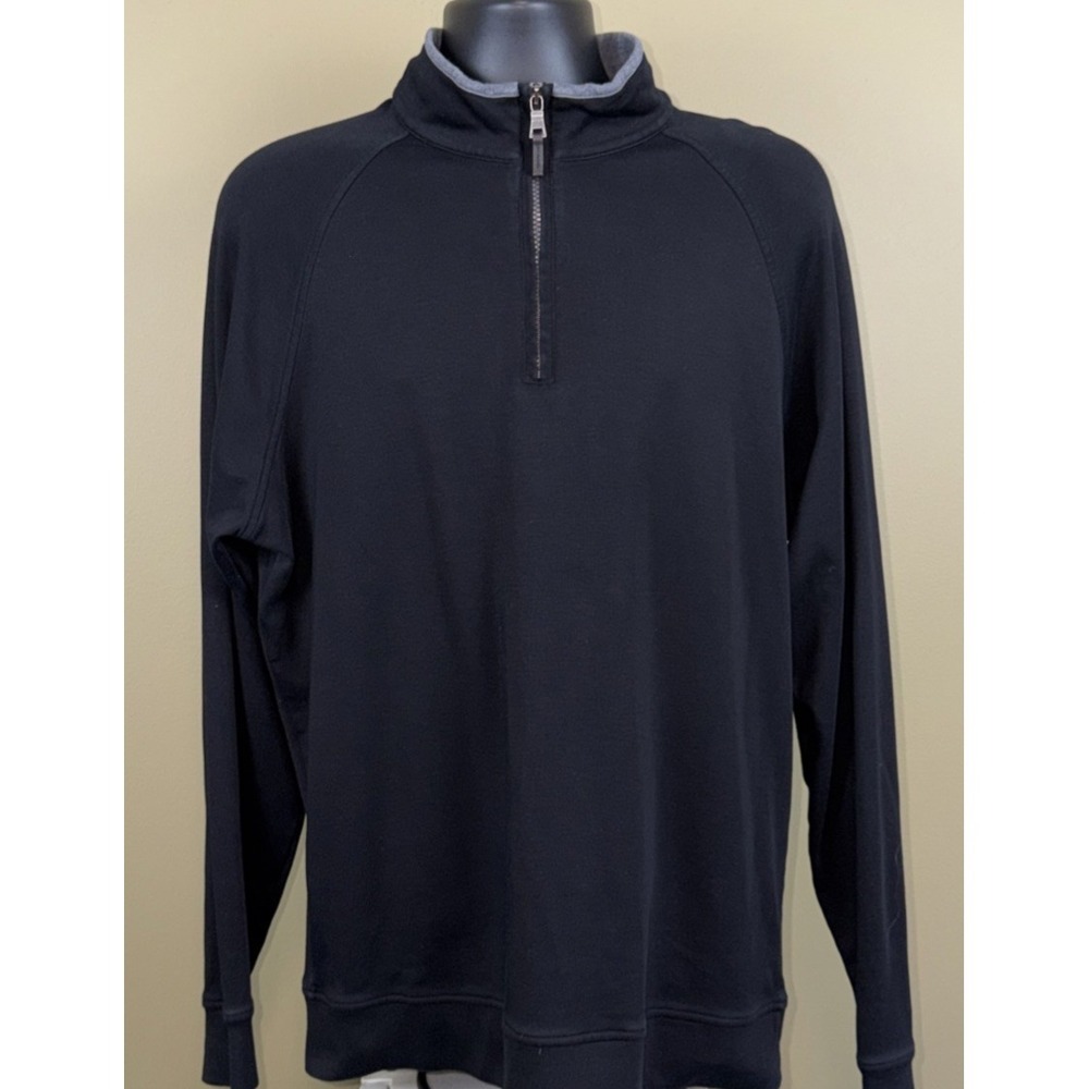 Fairway & Greene Signature Pima Cotton Black Pullover Mens Large 1/4 Zip